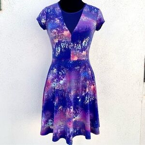 Kimchi Blue Galaxy Dress Fit-and-Flare Purple Pink WS